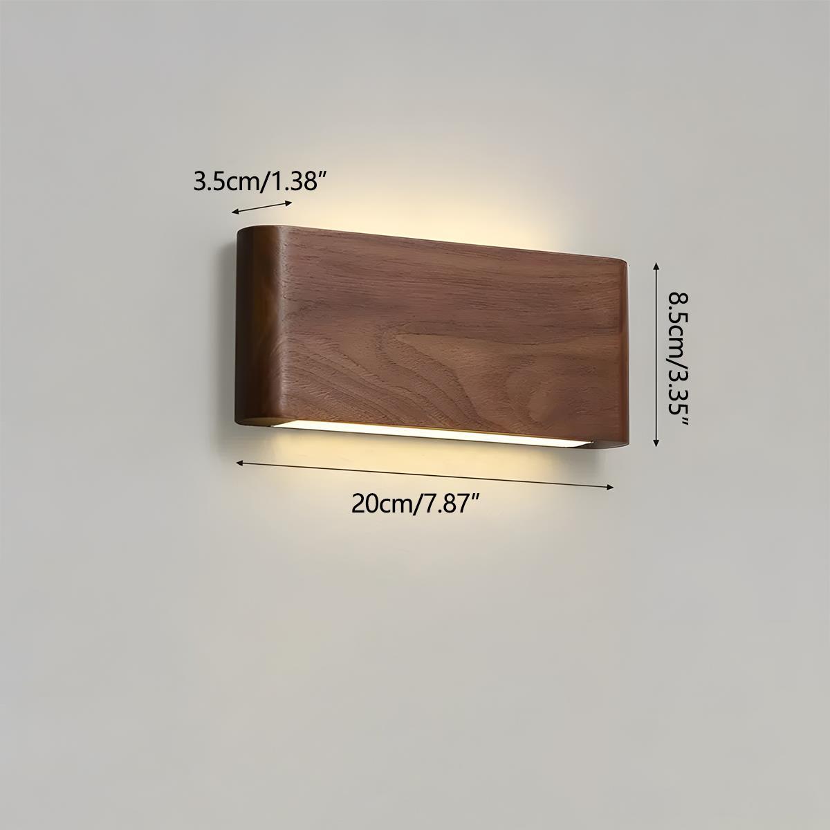 Modern Walnut Solid Wood Rectangular LED Indoor Wall Sconce - Flyachilles