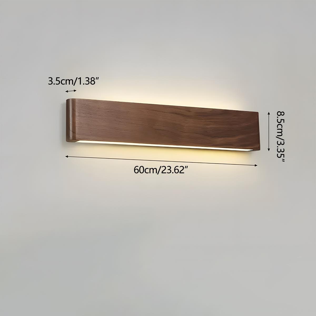 Modern Walnut Solid Wood Rectangular LED Indoor Wall Sconce - Flyachilles