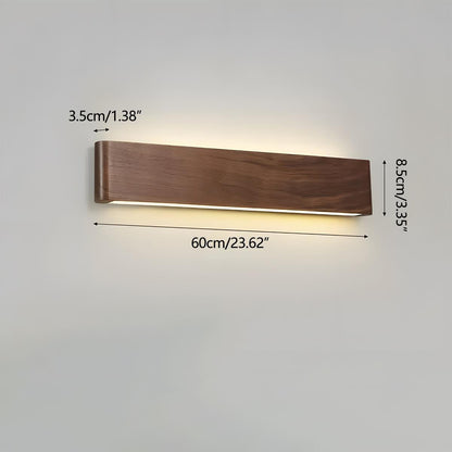 Modern Walnut Solid Wood Rectangular LED Indoor Wall Sconce - Flyachilles