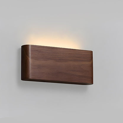 Modern Walnut Solid Wood Rectangular LED Indoor Wall Sconce - Flyachilles