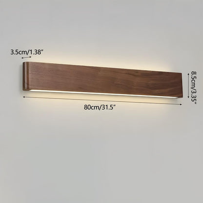 Modern Walnut Solid Wood Rectangular LED Indoor Wall Sconce - Flyachilles