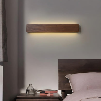 Modern Walnut Solid Wood Rectangular LED Indoor Wall Sconce - Flyachilles