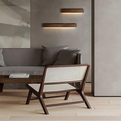 Modern Walnut Solid Wood Rectangular LED Indoor Wall Sconce - Flyachilles