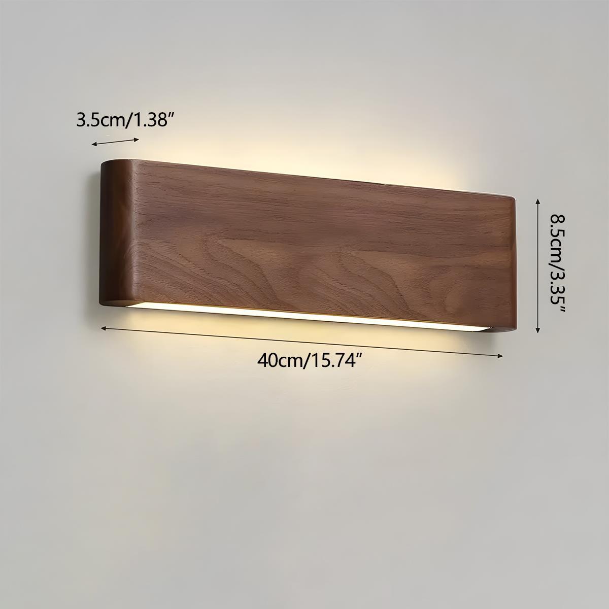 Modern Walnut Solid Wood Rectangular LED Indoor Wall Sconce - Flyachilles