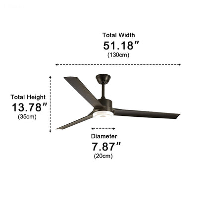 Modern Waterproof Black Outdoor LED Ceiling Fan with Light DC Motor - Flyachilles