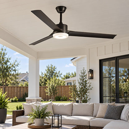 Modern Waterproof Black Outdoor LED Ceiling Fan with Light DC Motor - Flyachilles