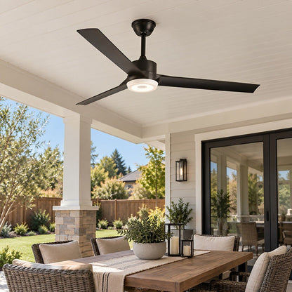 Modern Waterproof Black Outdoor LED Ceiling Fan with Light DC Motor - Flyachilles