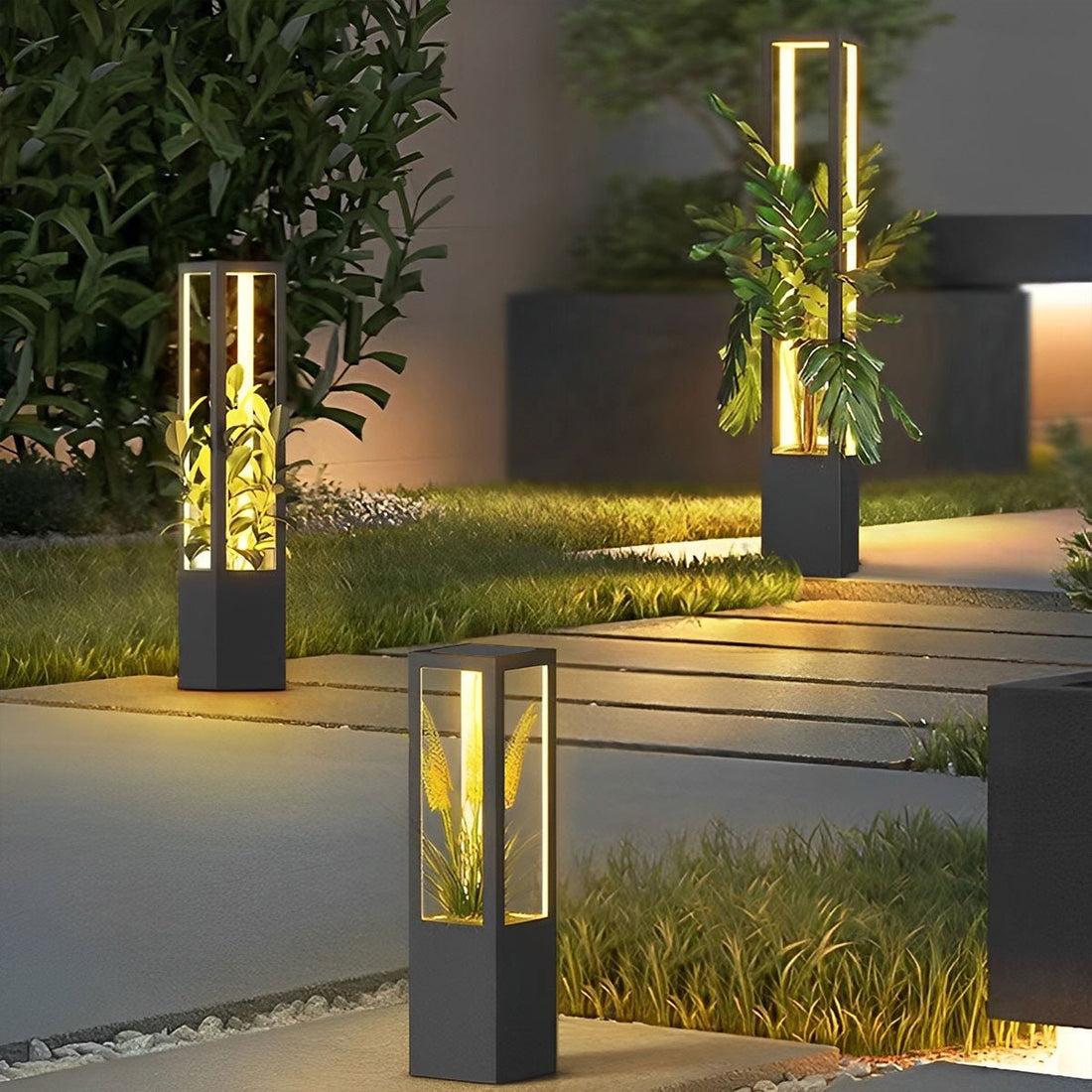 Modern Waterproof Hollow Flower Pot Outdoor LED Lawn Pillar Lights - Flyachilles