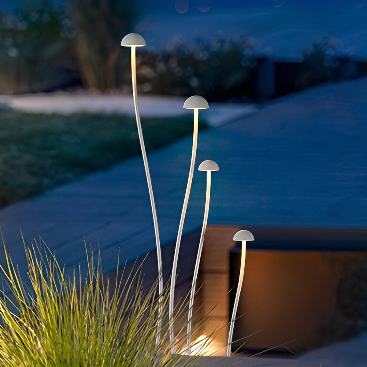 Modern Waterproof Minimalist Mushroom Stainless Steel LED Outdoor Landscape Lights - Flyachilles