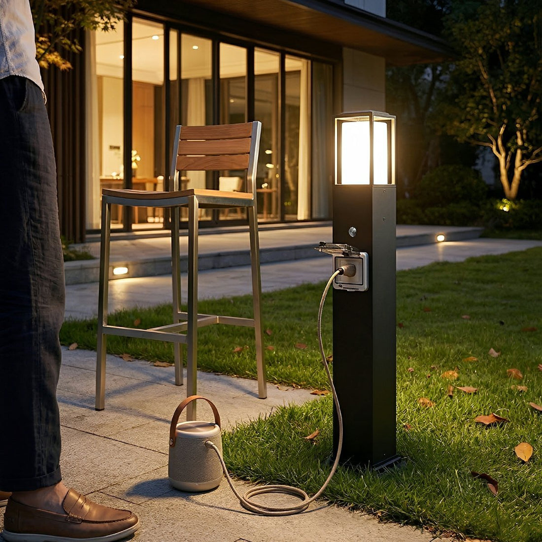 Modern Waterproof Outdoor LED Landscape Path Lights with Socket Charging Station - Flyachilles