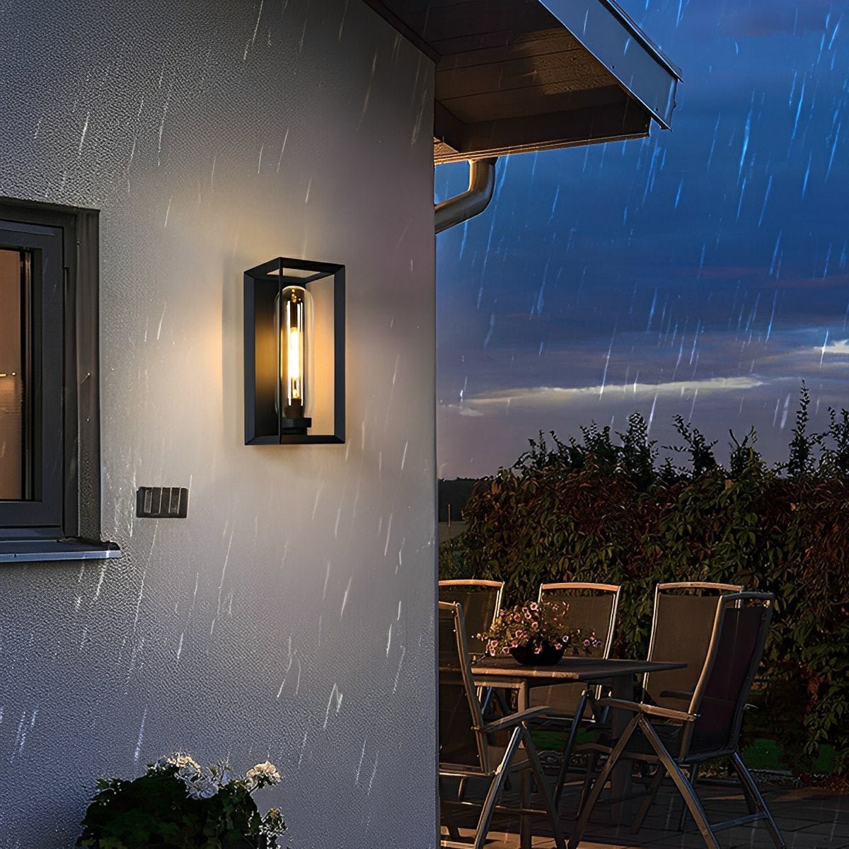 Modern Waterproof Rectangular Glass - Lampshade Outdoor LED Porch Wall Lights - Flyachilles
