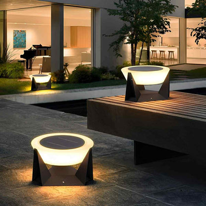 Modern Waterproof Solar Round LED Outdoor Post Lights - Flyachilles