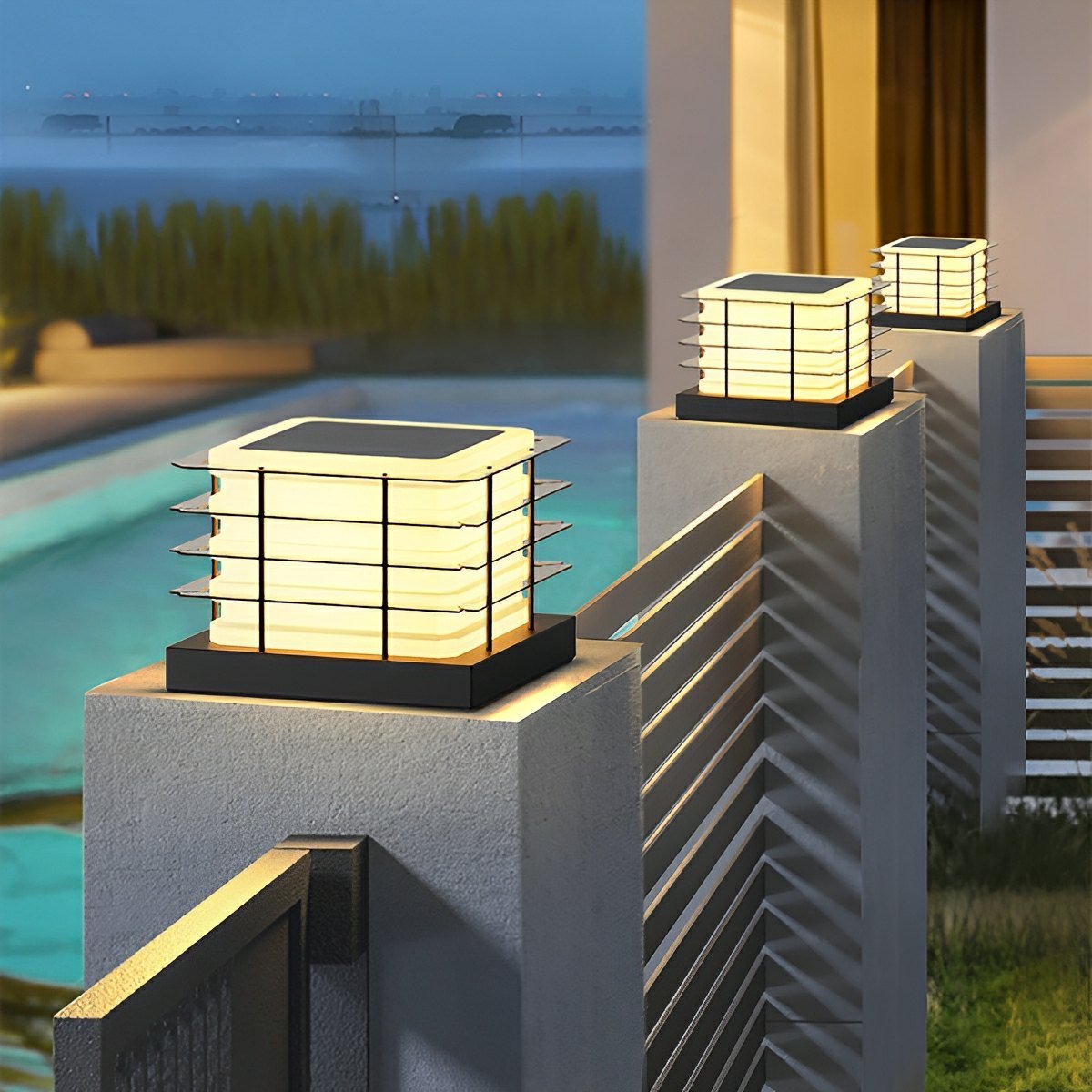 Modern Waterproof Solar Square Fence LED Outdoor Post Lights - Flyachilles
