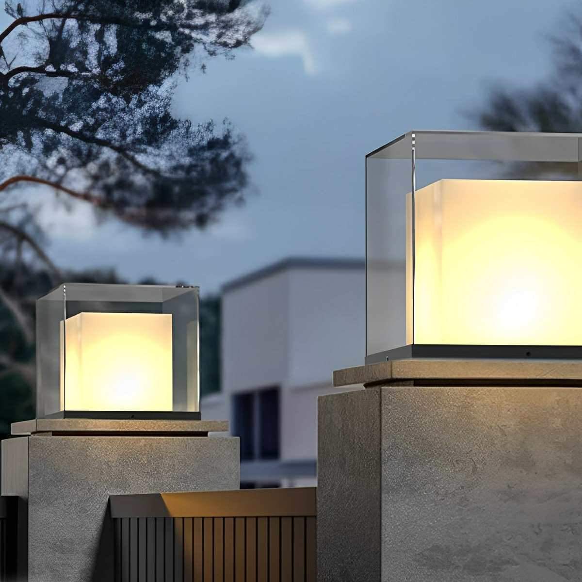 Modern Waterproof Solar Square LED Outdoor Post Lights - Flyachilles