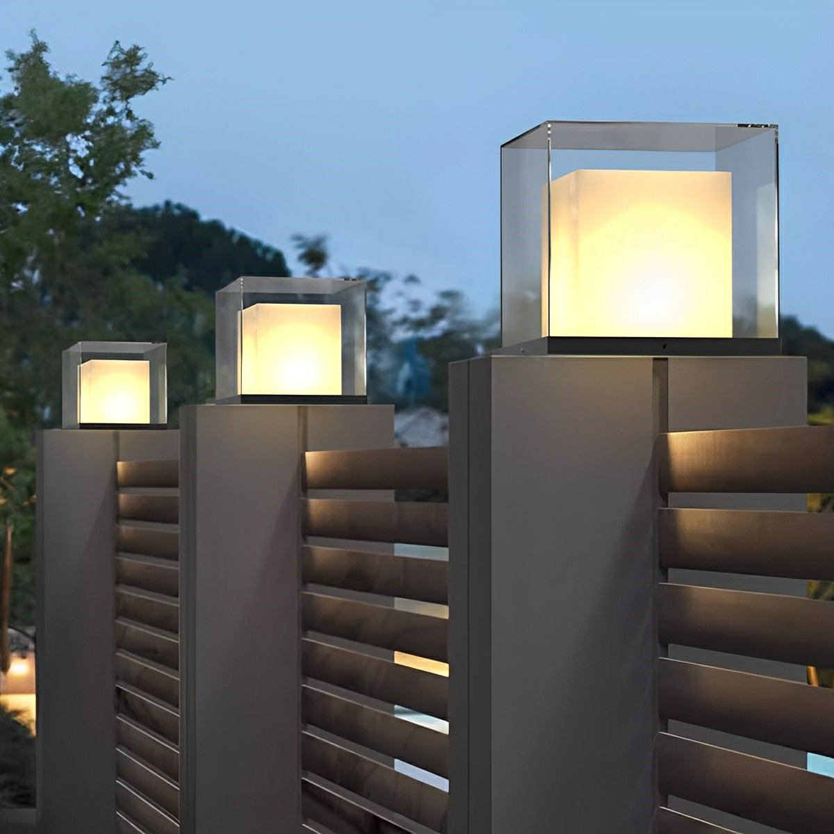 Modern Waterproof Solar Square LED Outdoor Post Lights - Flyachilles