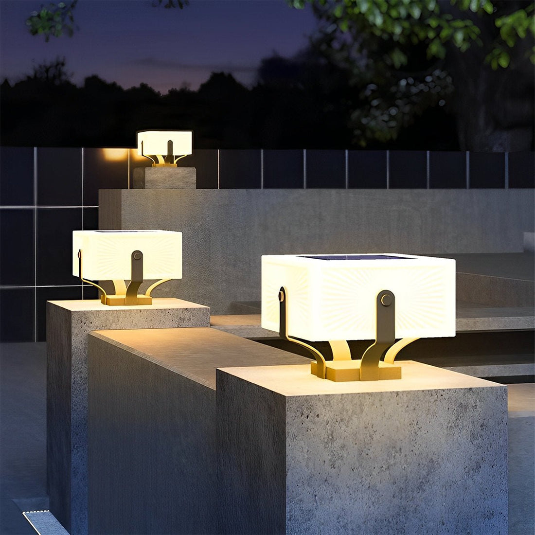 Modern Waterproof Solar Square LED Outdoor Post Lights - Flyachilles