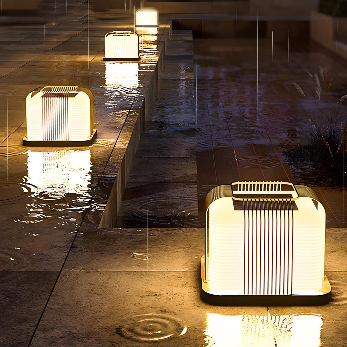 Modern Waterproof Solar Square Steel LED Outdoor Post Lights - Flyachilles