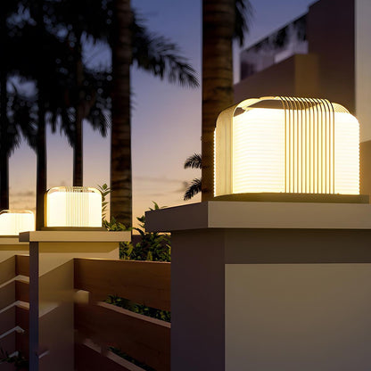 Modern Waterproof Solar Square Steel LED Outdoor Post Lights - Flyachilles
