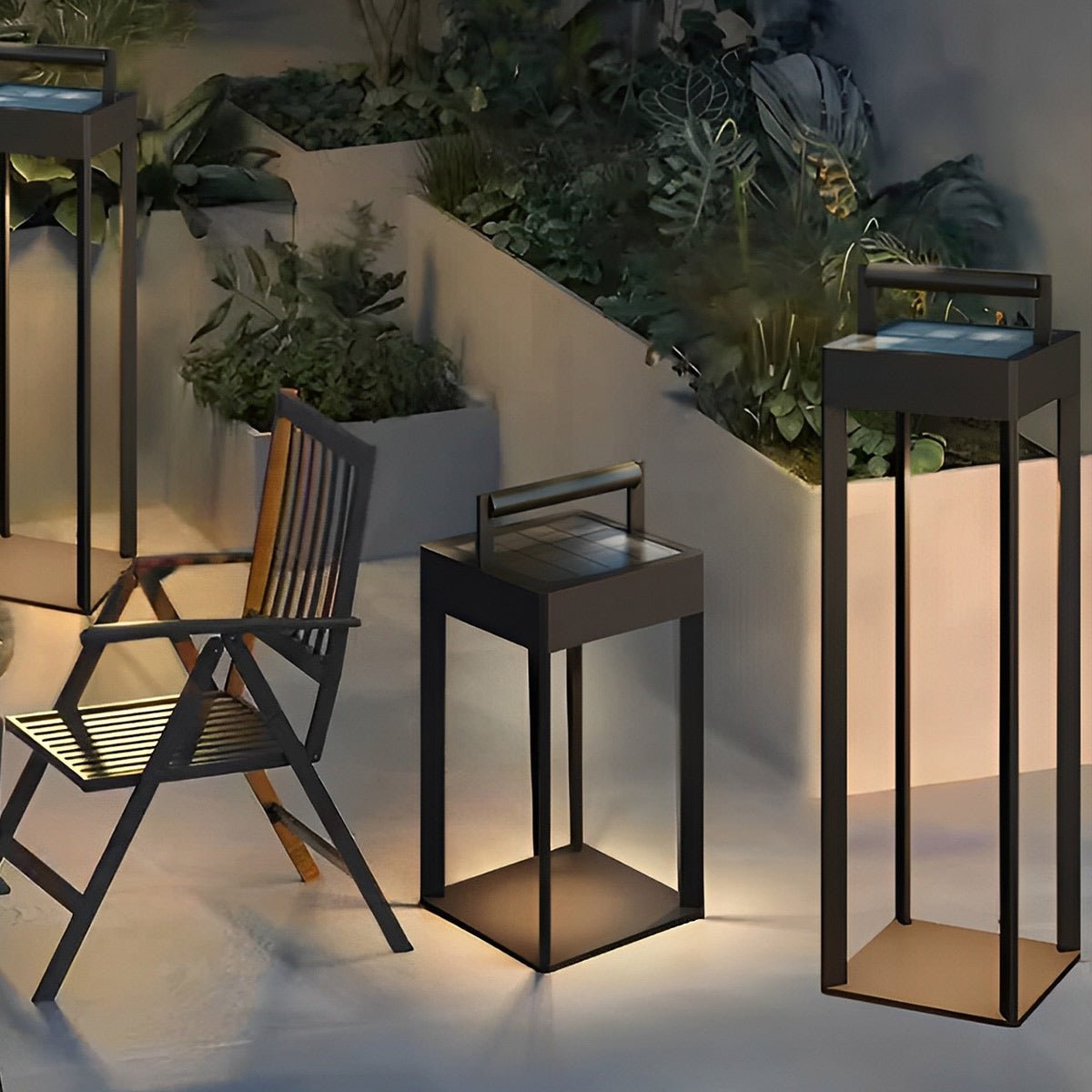 Modern Waterproof Solar&amp;Rechargeable Rectangular LED Outdoor Floor Lamp - Flyachilles