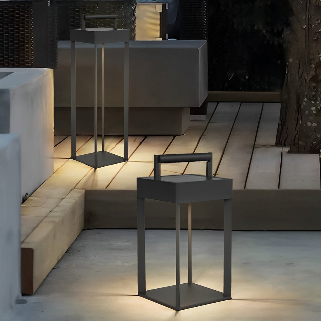 Modern Waterproof Solar&Rechargeable Rectangular LED Outdoor Floor Lamp - Flyachilles