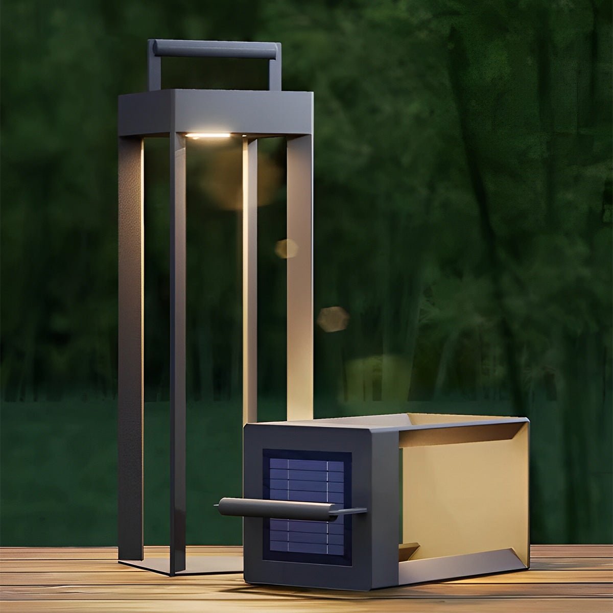 Modern Waterproof Solar&amp;Rechargeable Rectangular LED Outdoor Floor Lamp - Flyachilles
