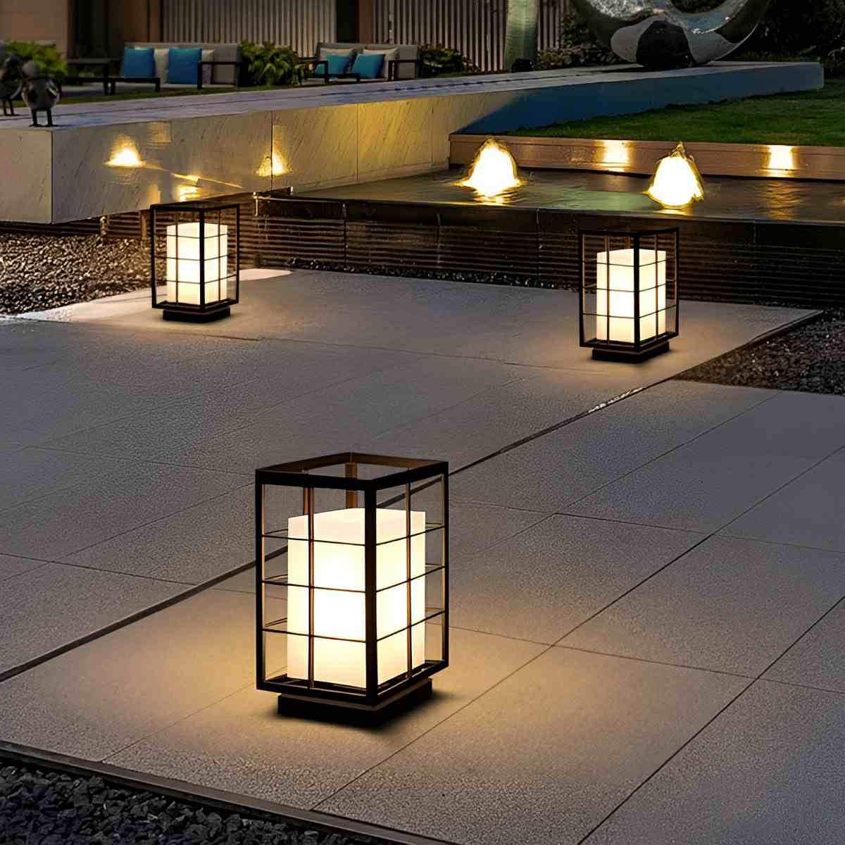 Modern Waterproof Square Lantern LED Outdoor Landscape Lawn Lighting - Flyachilles