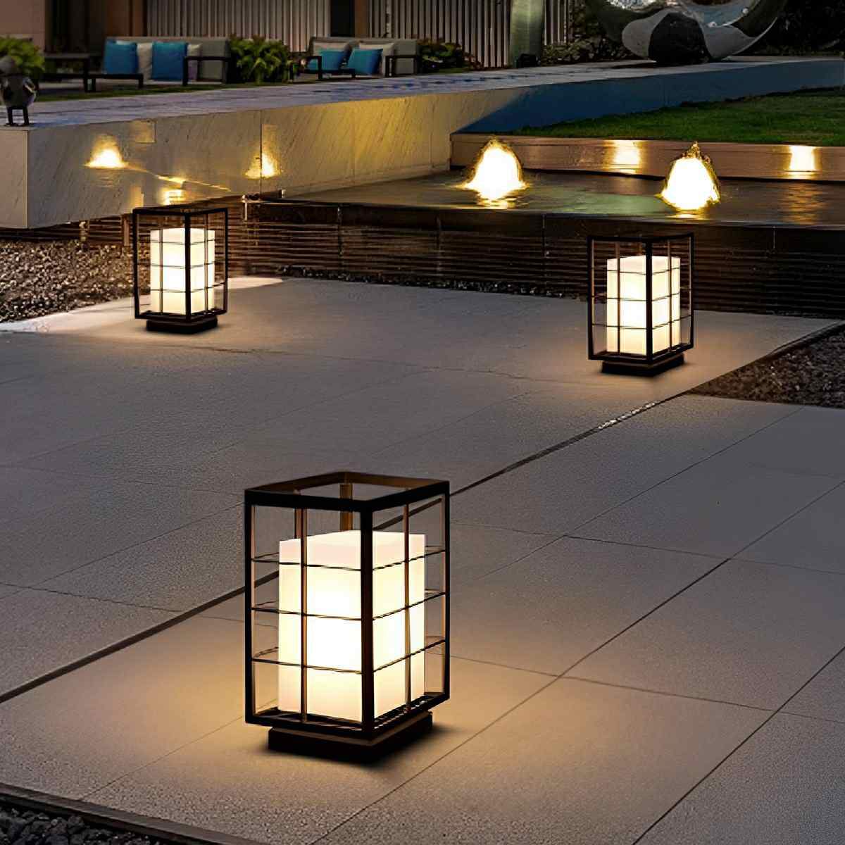 Modern Waterproof Square Lantern LED Outdoor Landscape Lawn Lighting - Flyachilles