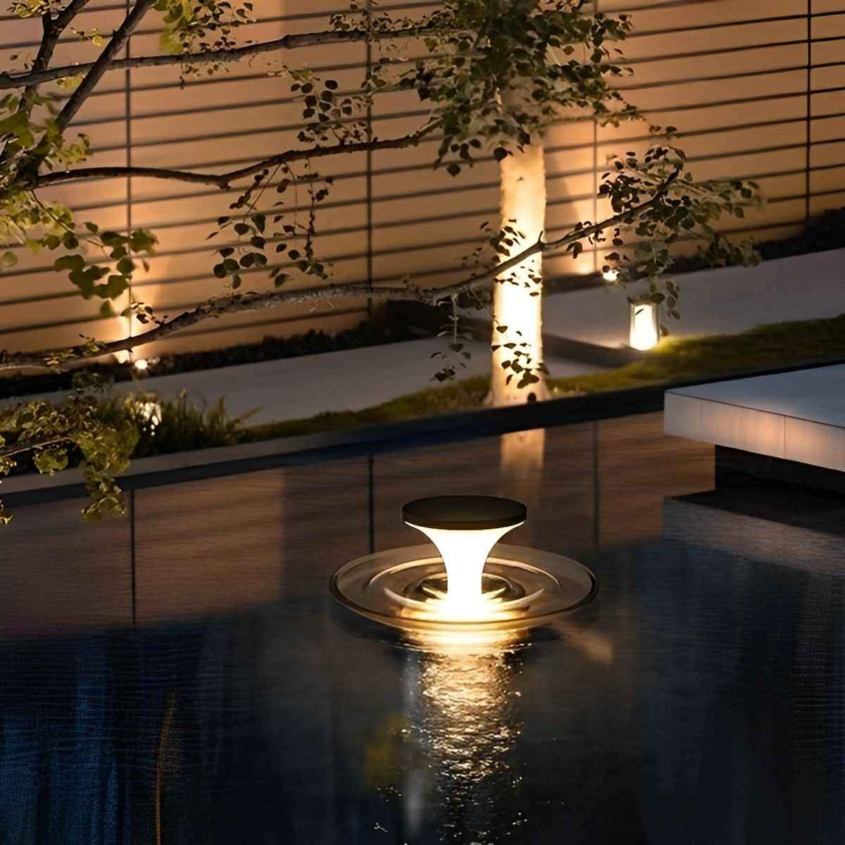Modern Waterproof Water Floating Solar Fountain LED Outdoor Post Lights - Flyachilles