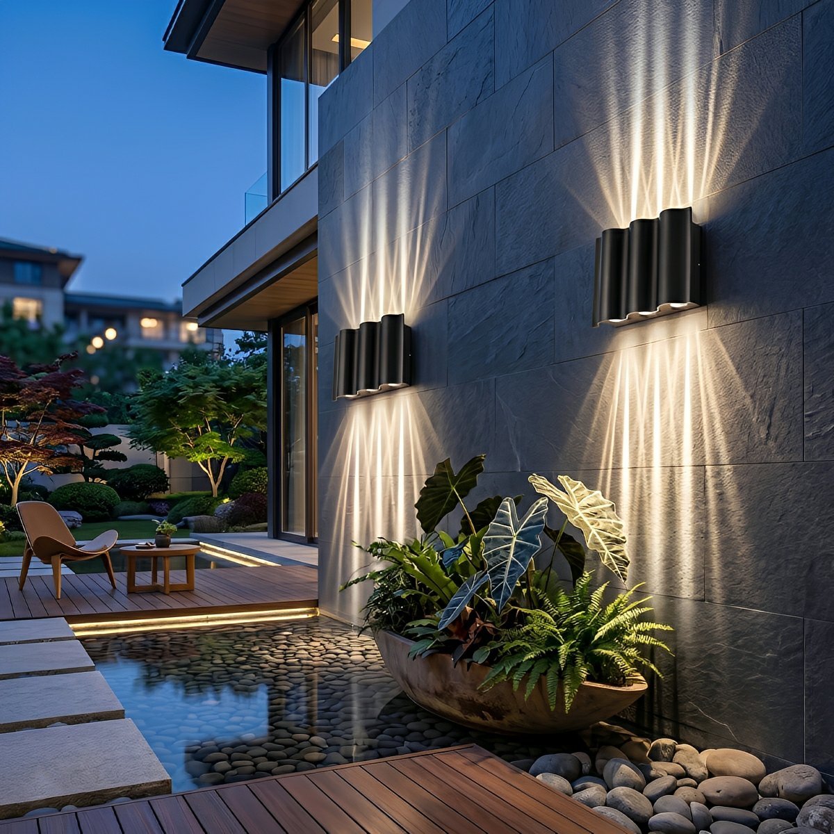 Modern Waterproof Water Wave Up and Down Outdoor Wall Light - Flyachilles