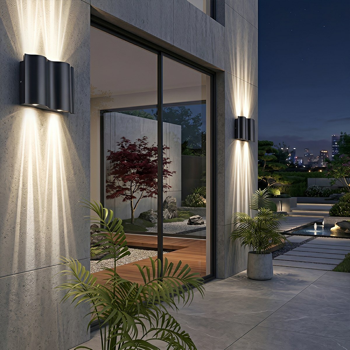 Modern Waterproof Water Wave Up and Down Outdoor Wall Light - Flyachilles