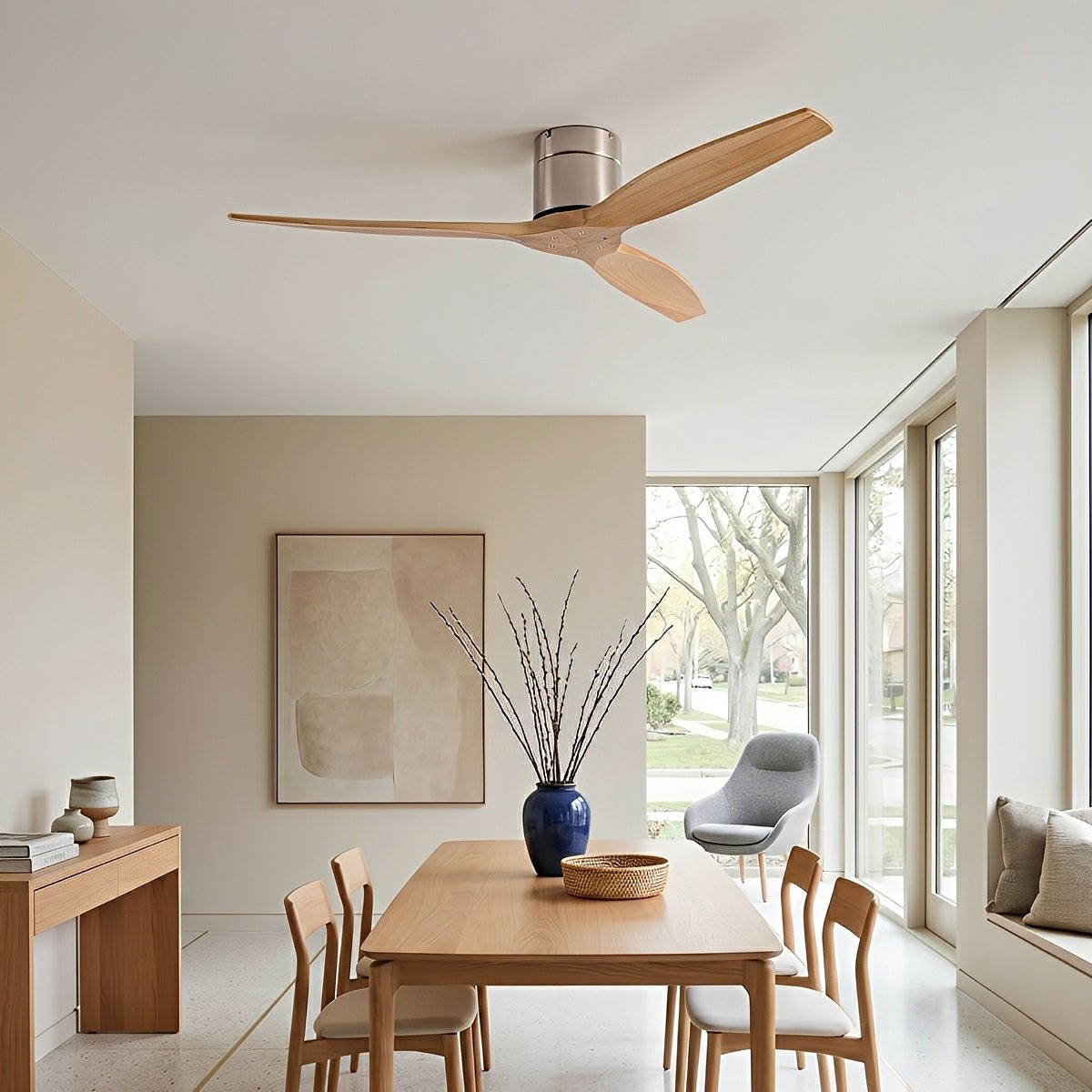 Modern Wing - inspired Wood 3 - Blade DC Motor Reverse Ceiling Fan - Flyachilles