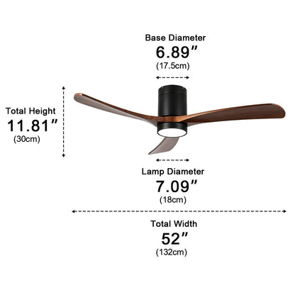 Modern Wood Ceiling Fan Light 6-Speed DC Motor Full-Spectrum - Flyachilles