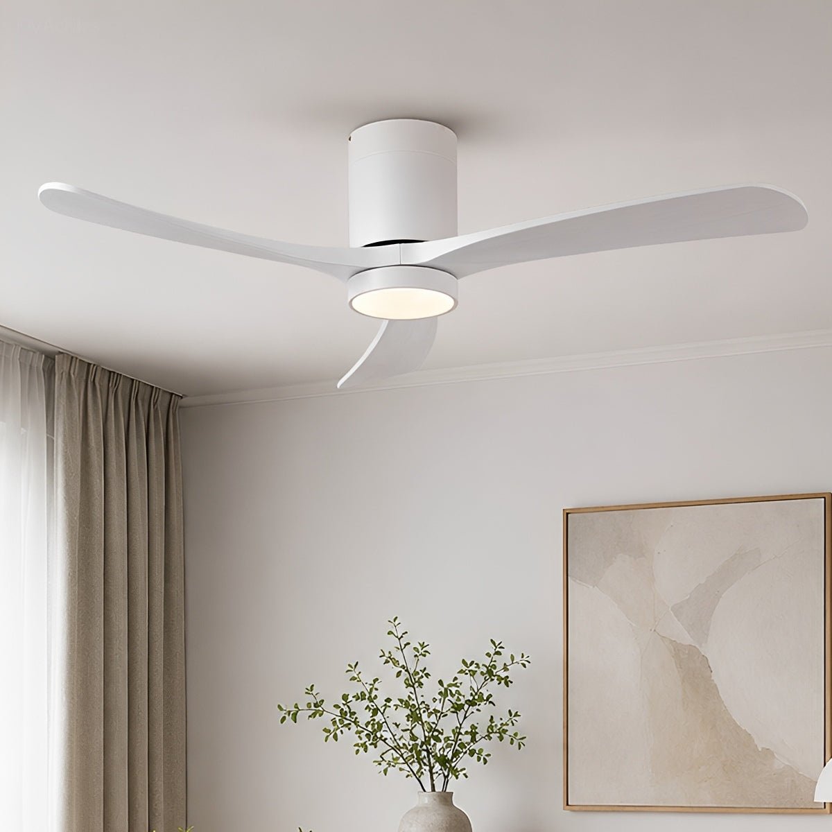 Modern Wood Ceiling Fan Light 6-Speed DC Motor Full-Spectrum - Flyachilles