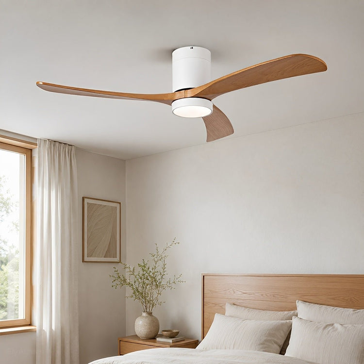 Modern Wood Ceiling Fan Light 6-Speed DC Motor Full-Spectrum - Flyachilles