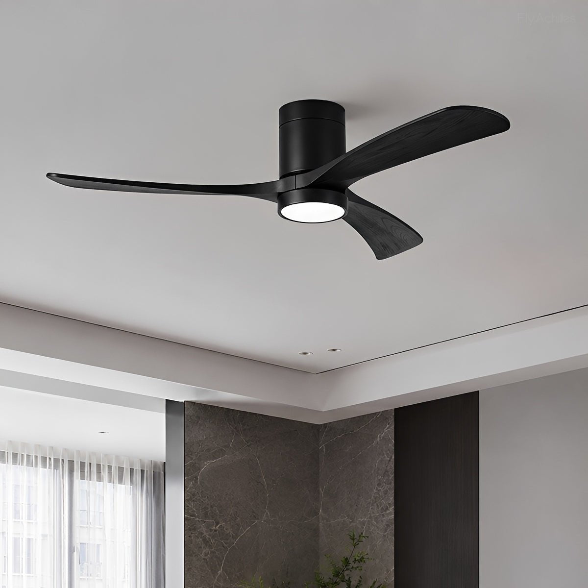 Modern Wood Ceiling Fan Light 6-Speed DC Motor Full-Spectrum - Flyachilles