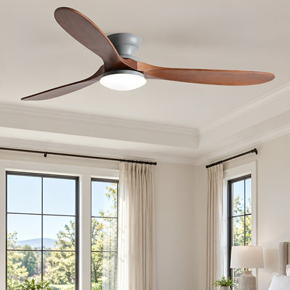 Modern Wood LED Ceiling Fan with Light Reversible DC Motor - Flyachilles