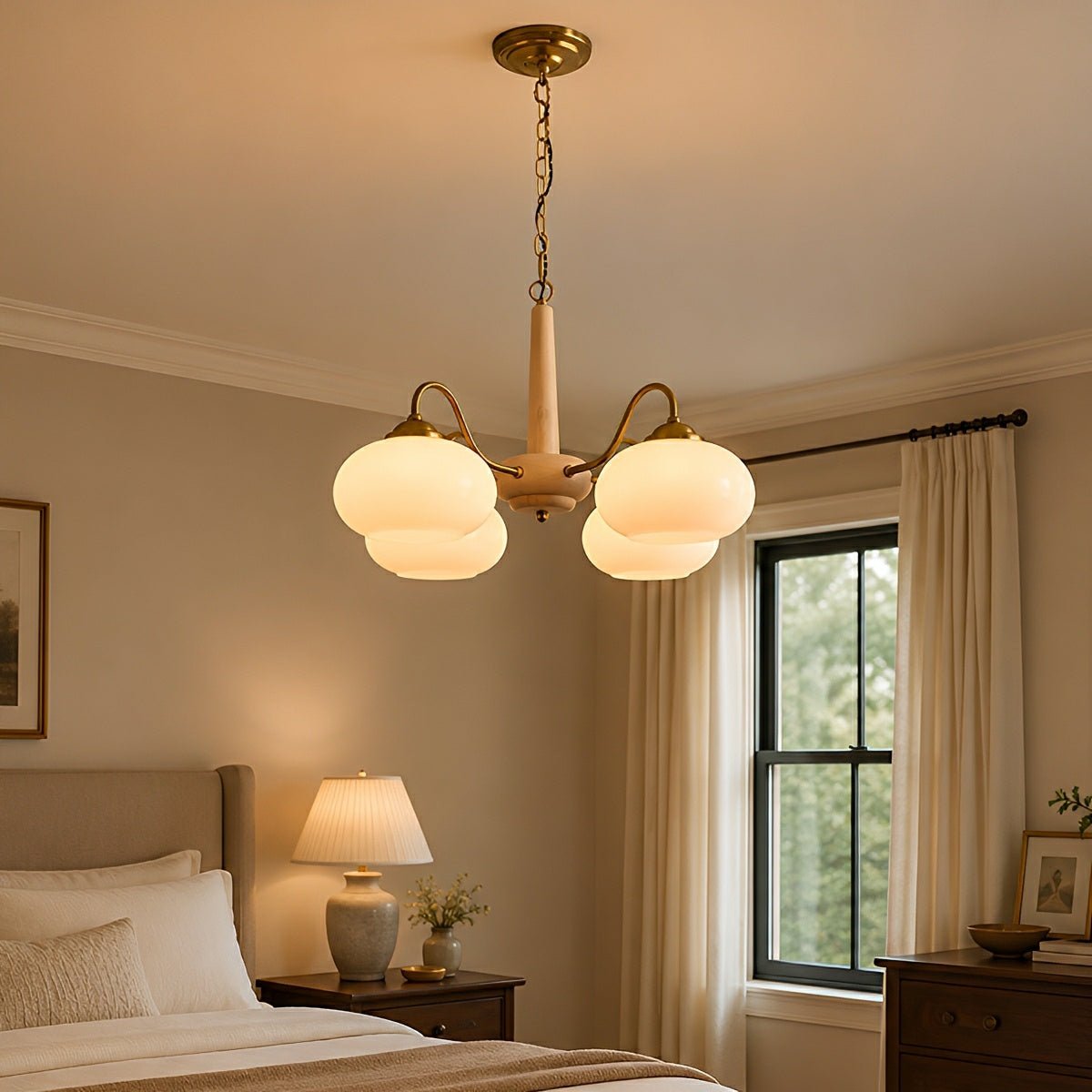 Nordic Glass Wood Metal Chandelier Hanging Lights - Flyachilles