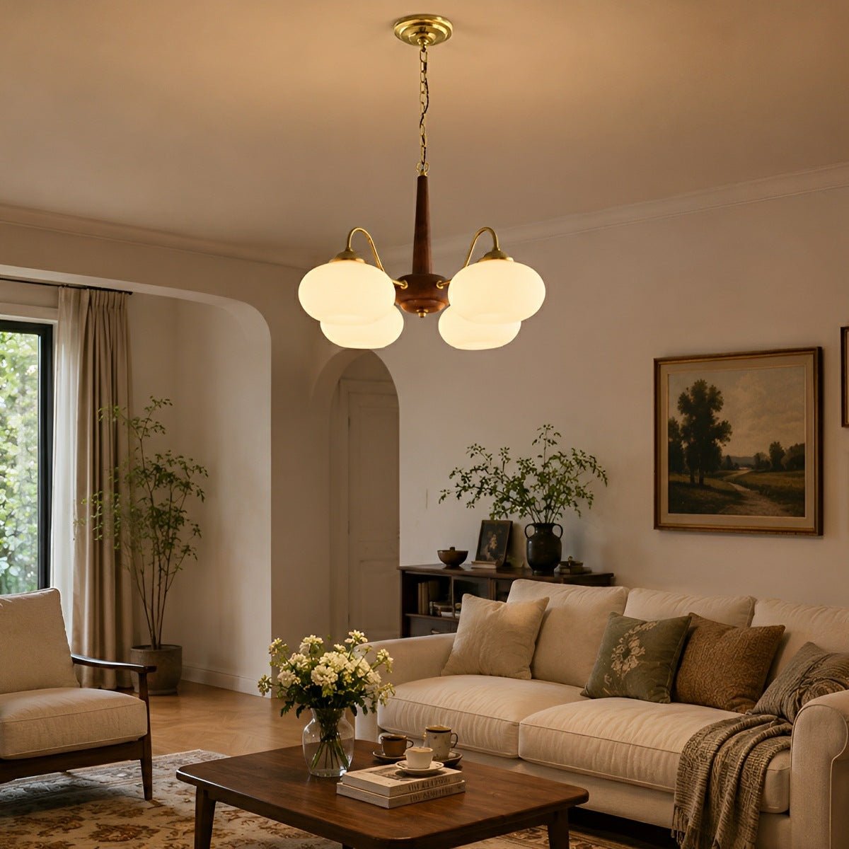 Nordic Glass Wood Metal Chandelier Hanging Lights - Flyachilles