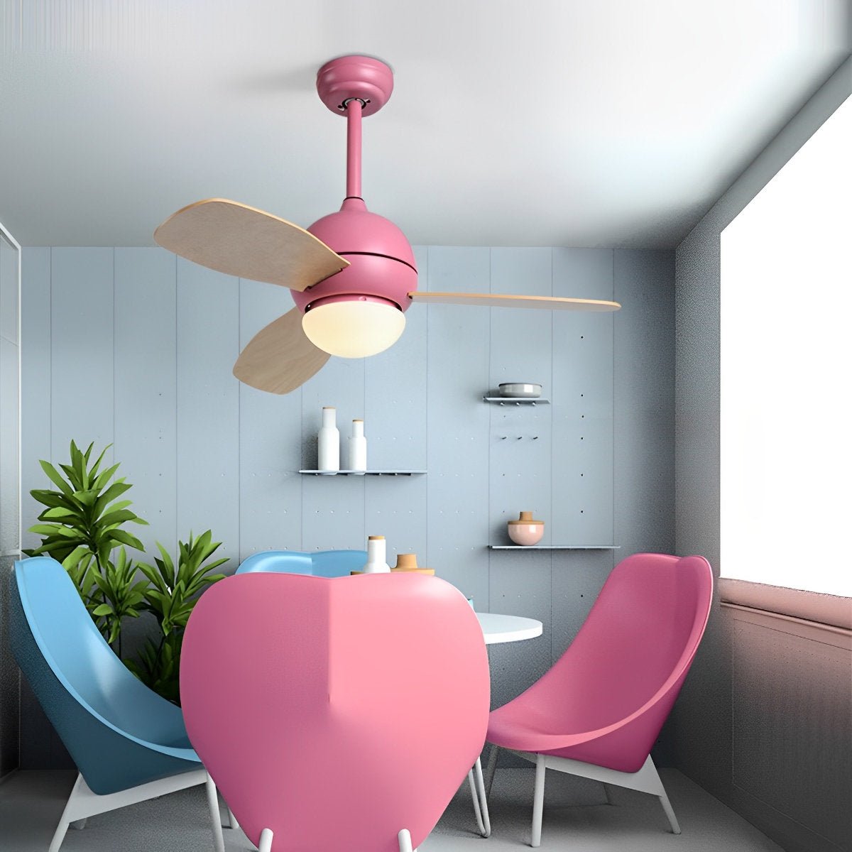 Nordic Minimalist LED Ceiling Paddle Fan with Remote Control Adjustable Wind Speed Fan - Flyachilles