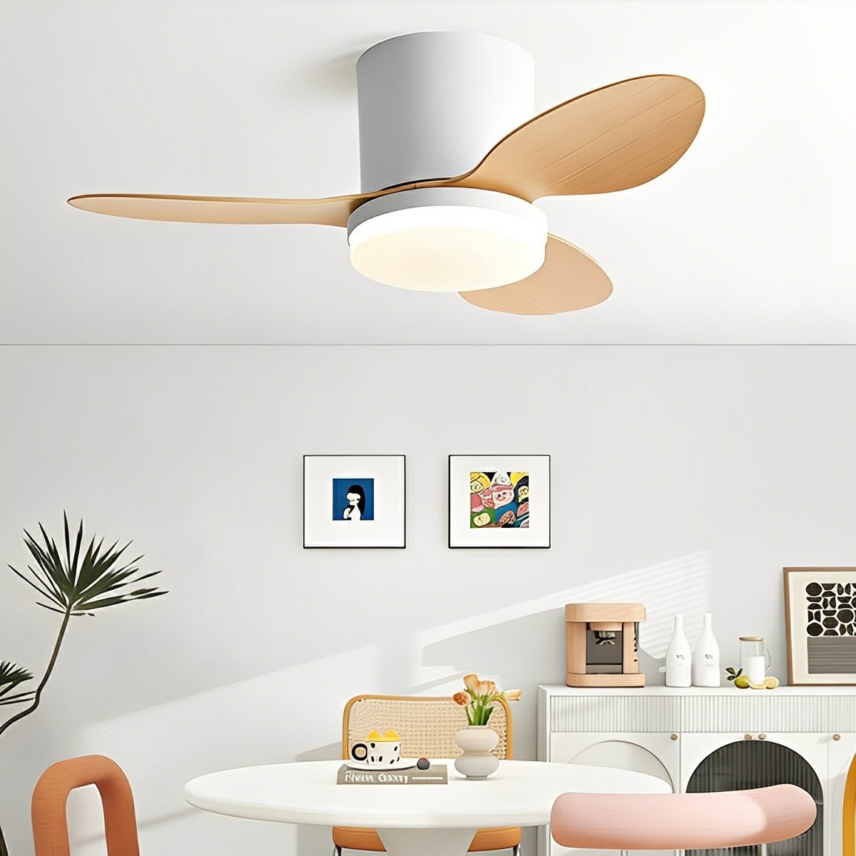 Nordic Modern Minimalist DC Motor Reverse LED Ceiling Fan Light - Flyachilles