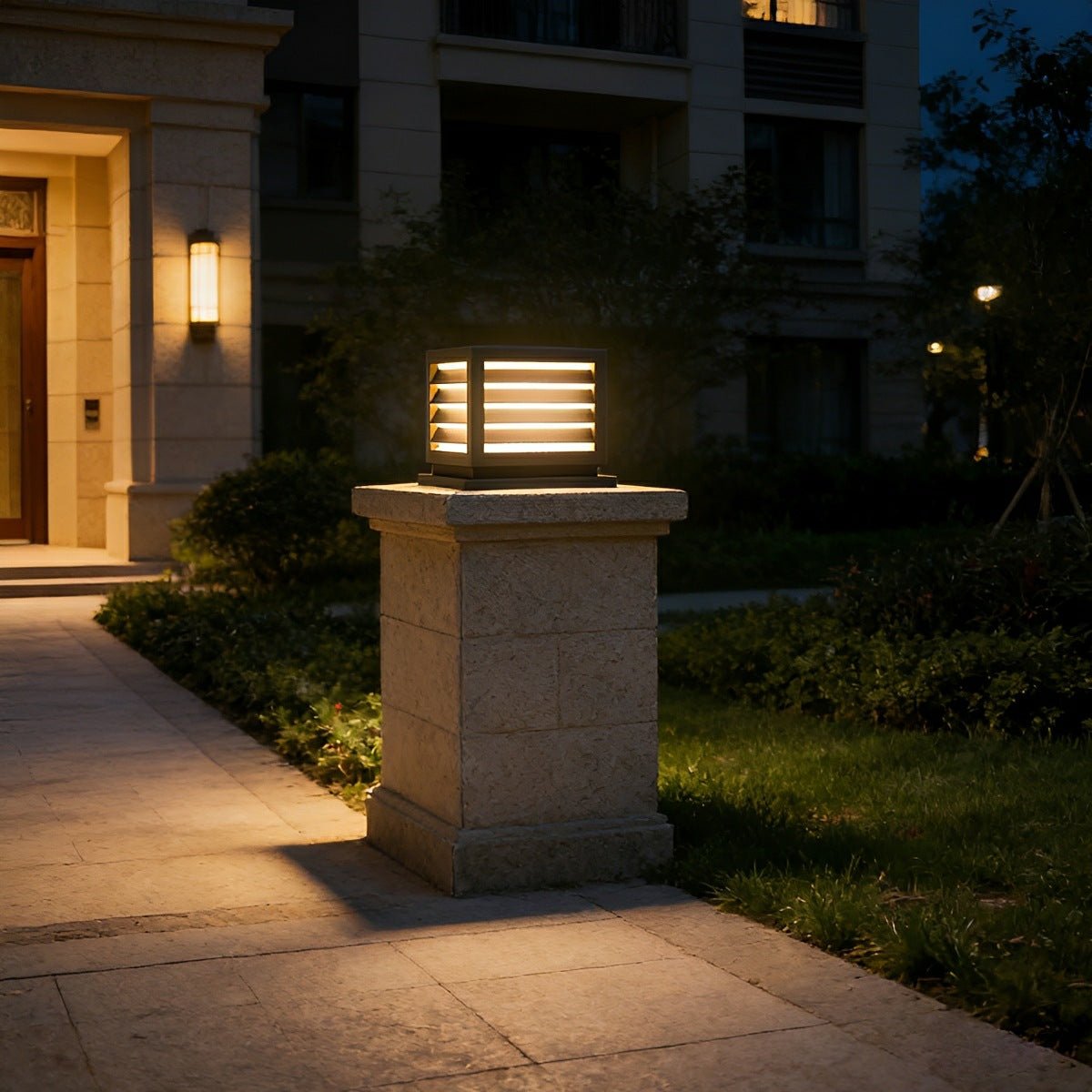 Outdoor Black Square Grille Post Cap Lights Fence Column Light - Flyachilles