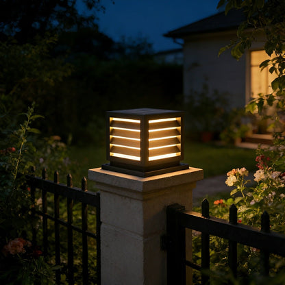 Outdoor Black Square Grille Post Cap Lights Fence Column Light - Flyachilles