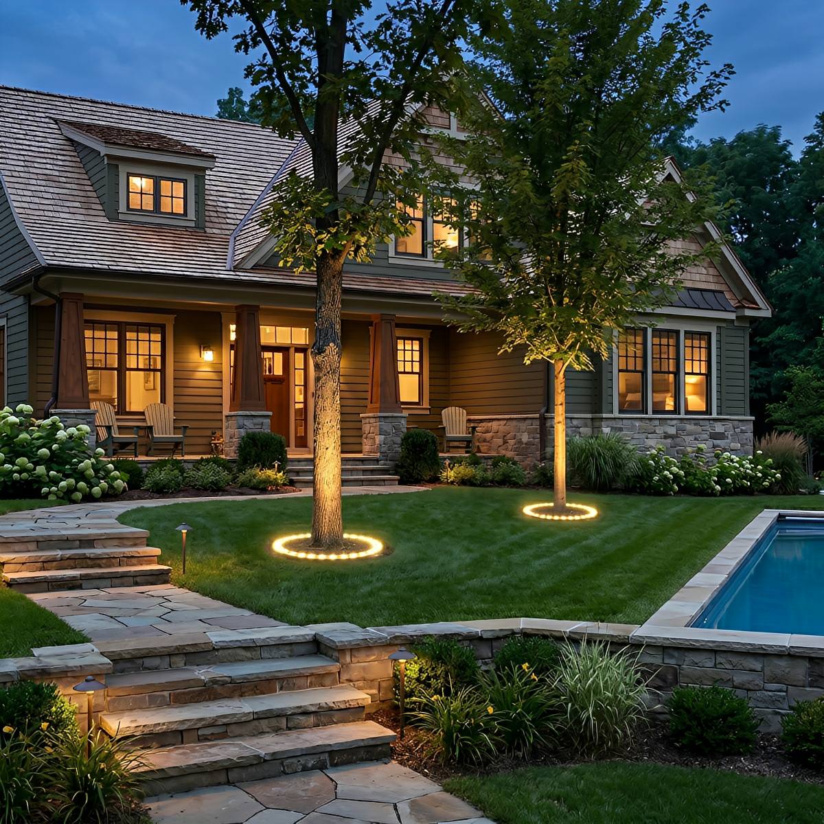 Outdoor Waterproof LED Arc Spot Lights for Trees Lawn - Flyachilles
