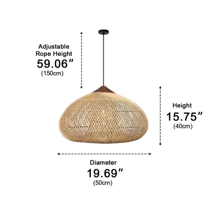 Oval - shaped Handmade Rattan Pendant Light – Boho Woven Hanging Lamp - Flyachilles