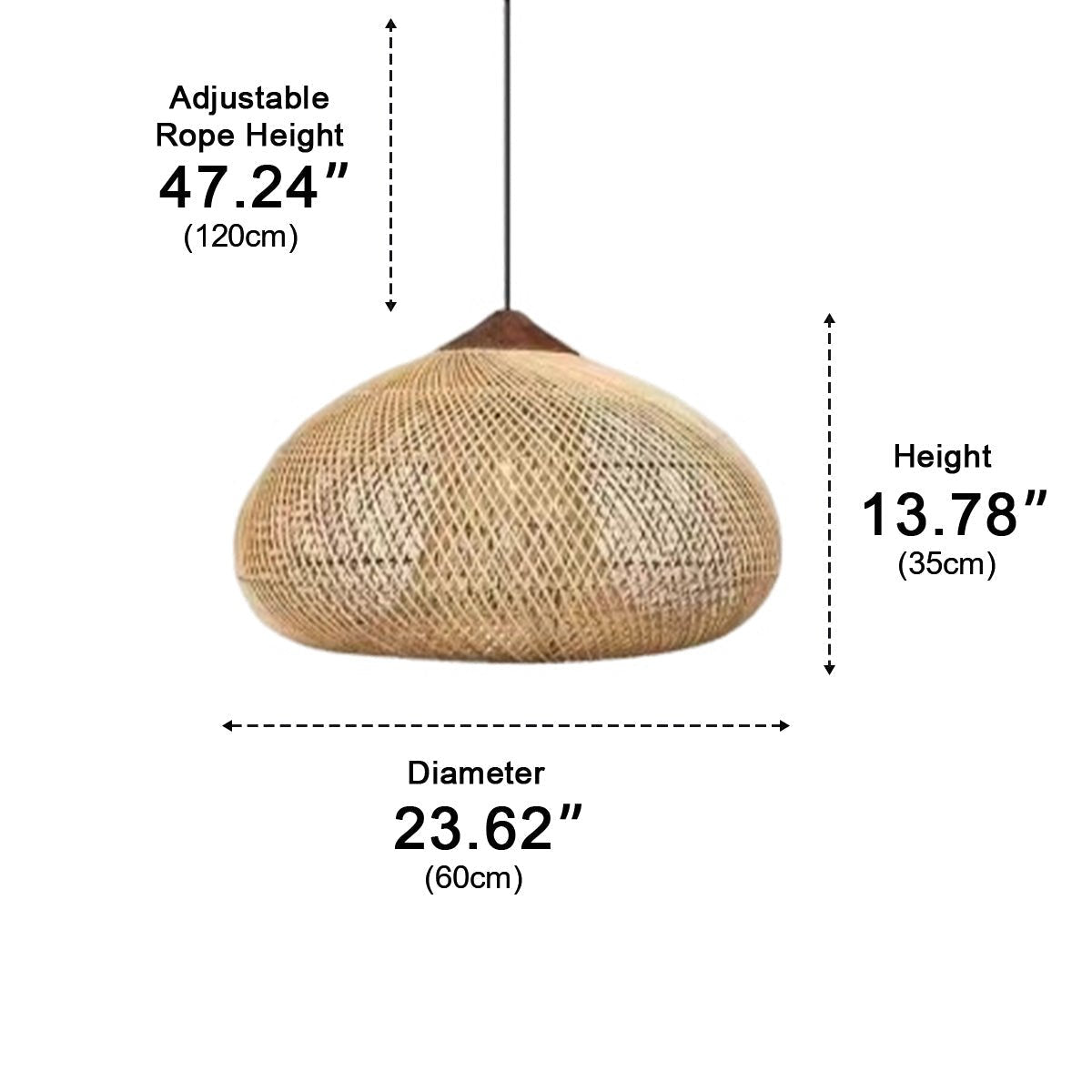 Oval - shaped Handmade Rattan Pendant Light – Boho Woven Hanging Lamp - Flyachilles