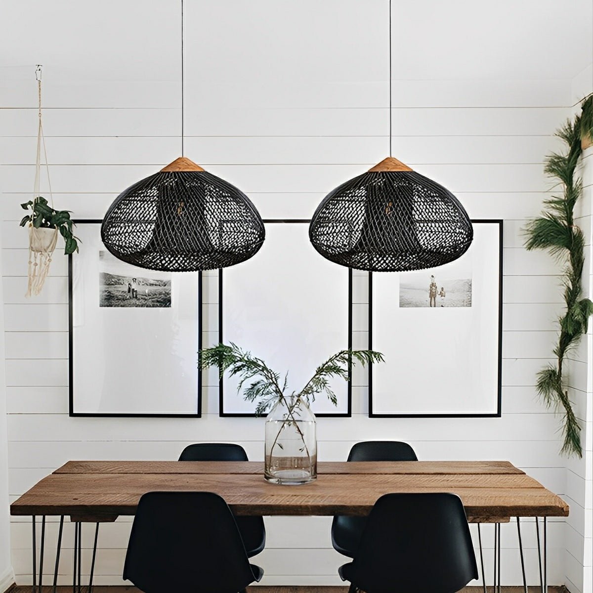 Oval - shaped Handmade Rattan Pendant Light – Boho Woven Hanging Lamp - Flyachilles