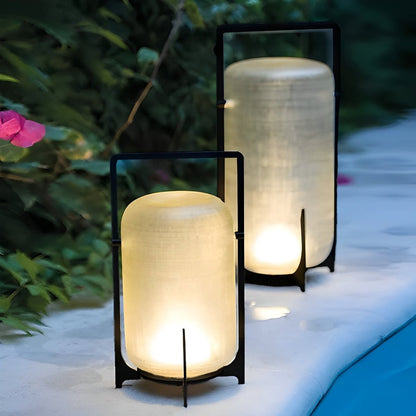 Portable Lantern Shaped Glass Waterproof LED Modern Outdoor Lights Floor Lamp Garden Lighting - Flyachilles