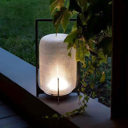 Portable Lantern Shaped Glass Waterproof LED Modern Outdoor Lights Floor Lamp Garden Lighting - Flyachilles