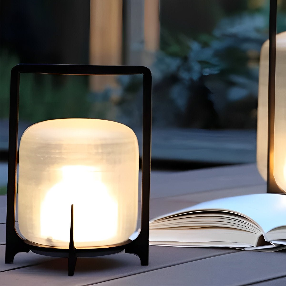 Portable Lantern Shaped Glass Waterproof LED Modern Outdoor Lights Floor Lamp Garden Lighting - Flyachilles