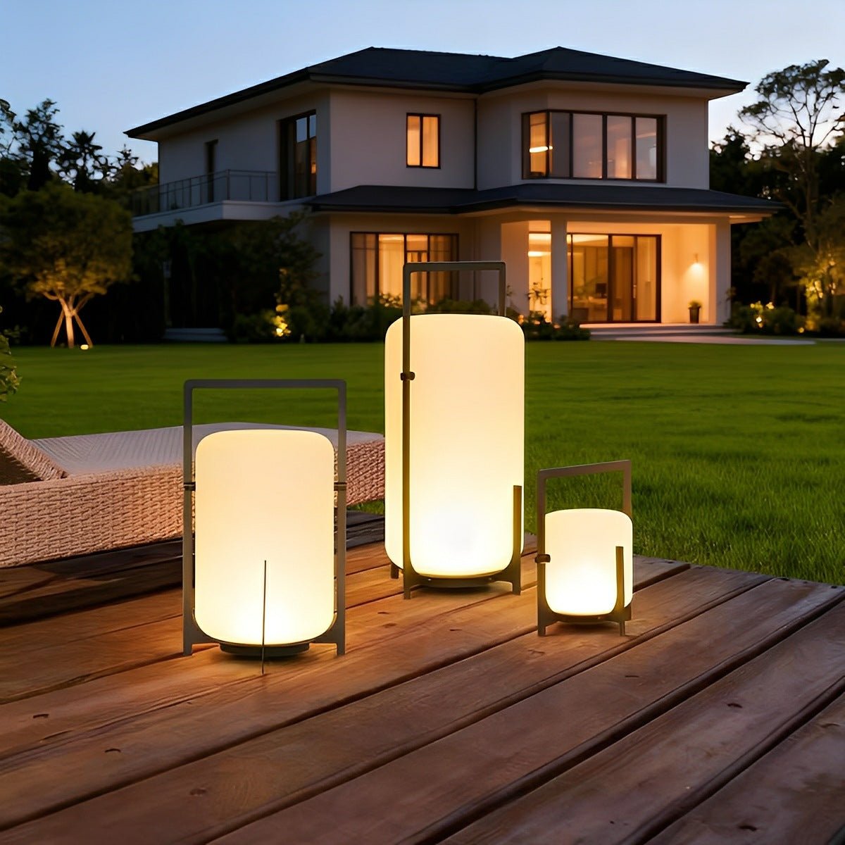 Portable Lantern Shaped Waterproof LED Modern Outdoor Lights Floor Lamp - Flyachilles